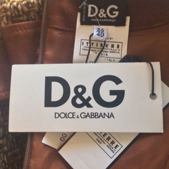 NWT Dolce & Gabbana Sz 6/8 Brown Tweed Leather Midi Designer Dress PLEASE HELP - Picture 13 of 16